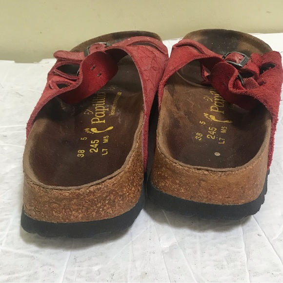 Birkenstock Papillio 3 Trap Buckle Suede Cork Eva Soles Red Sandals Slides Flats - Picture 5 of 16